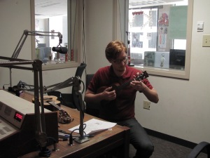 Me playing ukulele in the studio. Photo: Brian Griffith